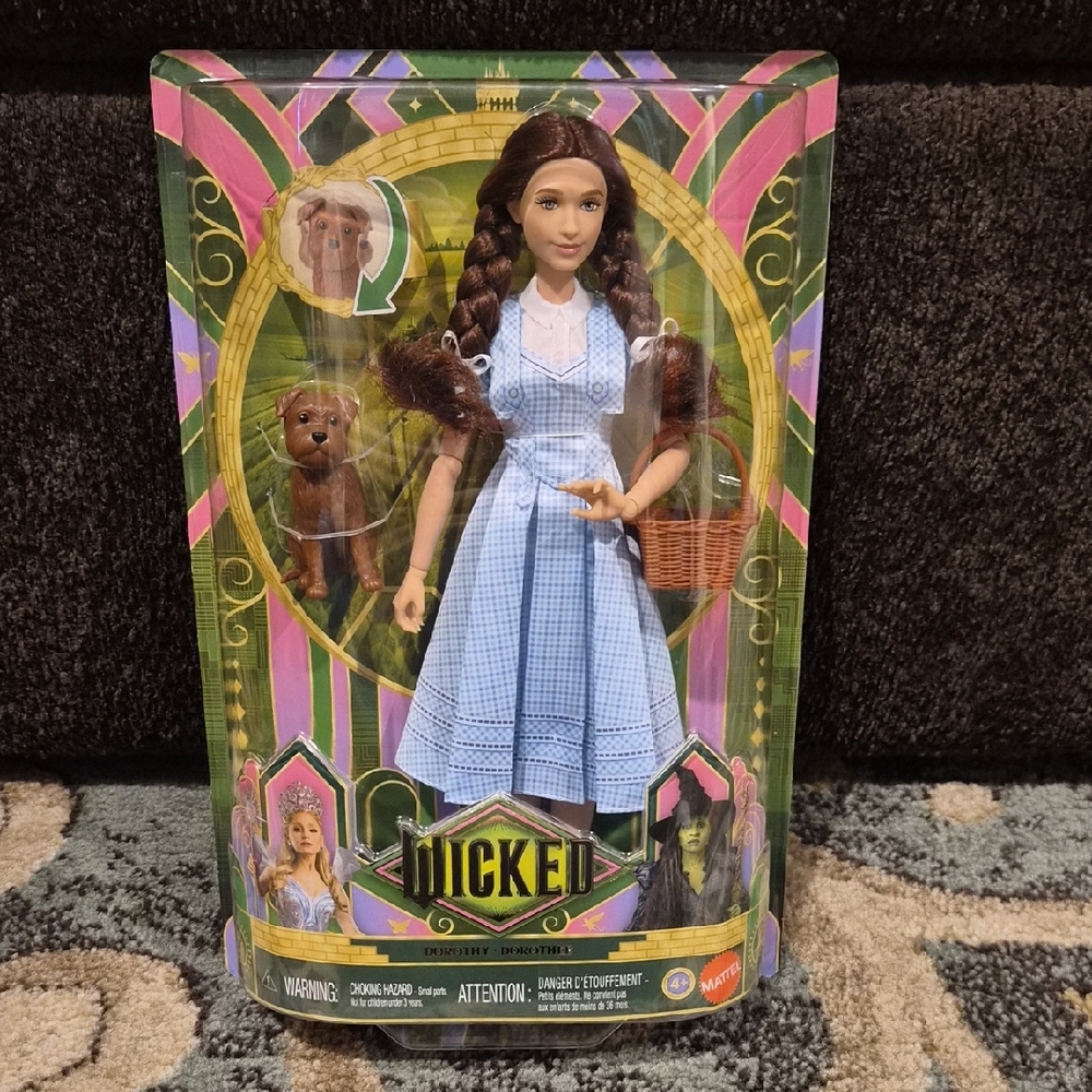 Wicked Mattel Dorothy Doll with Blue Dress and Brown Hair and Toto, New